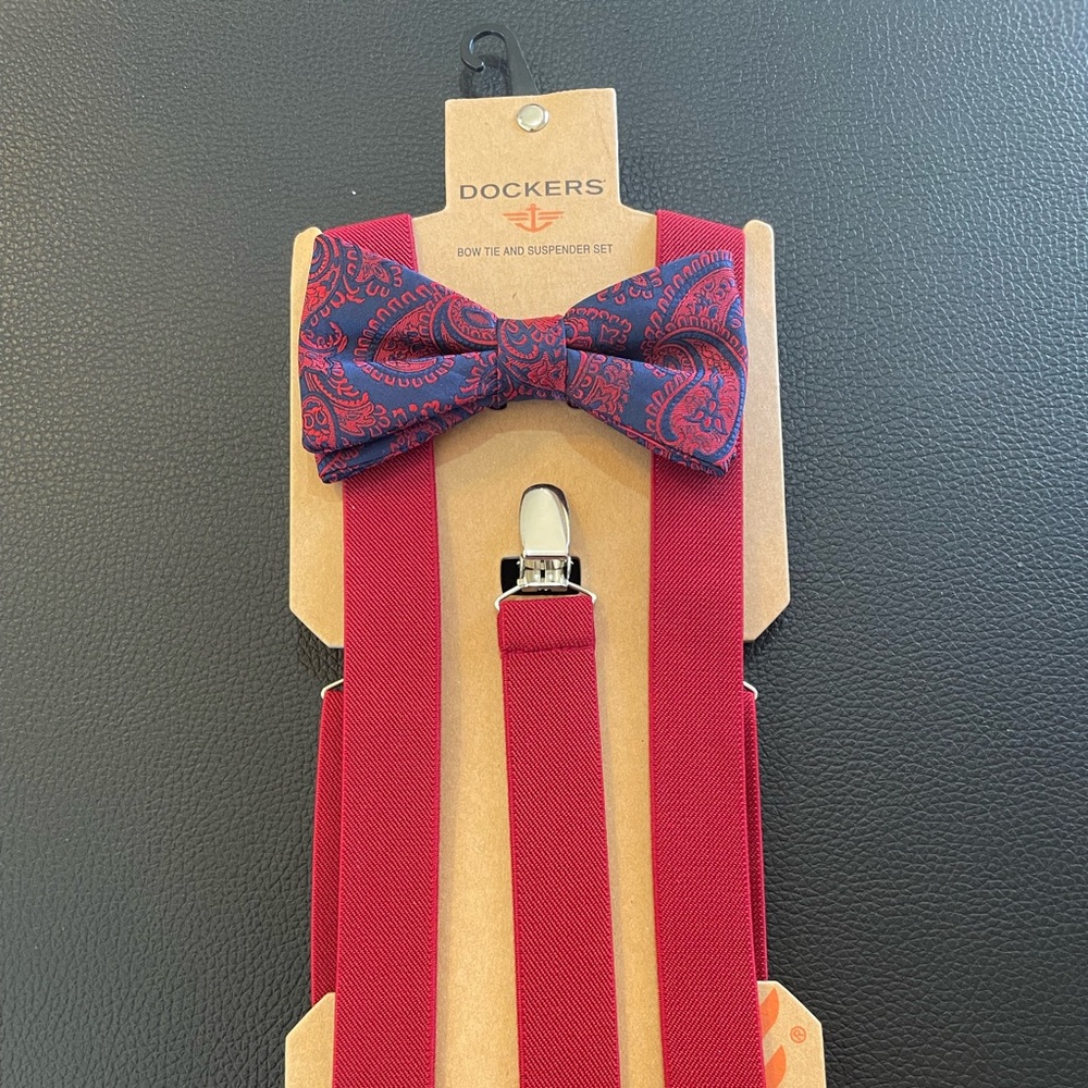 Dockers bow tie and suspenders never used